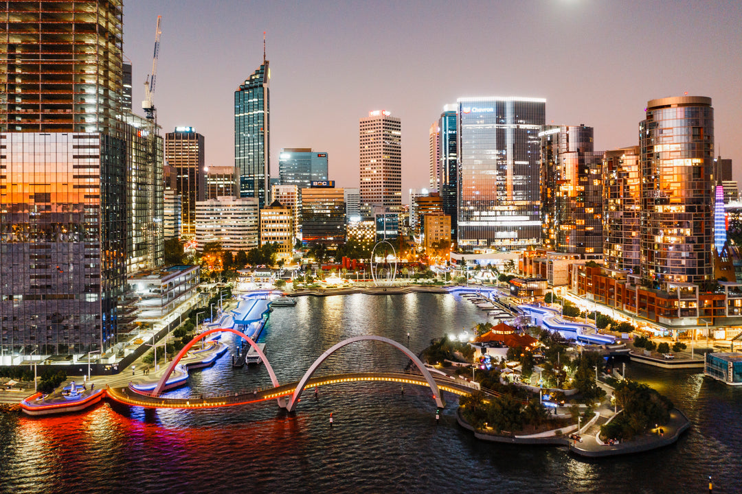 Aerial of Elizabeth Quay, Perth, Australia - Matte Paper, size 30x20"