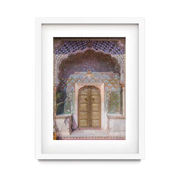 a painting of a doorway in a building