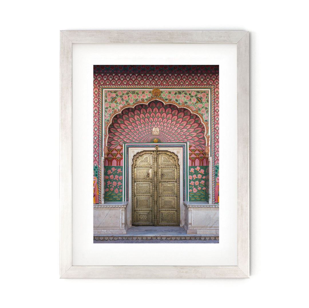 a painting of a doorway in a building