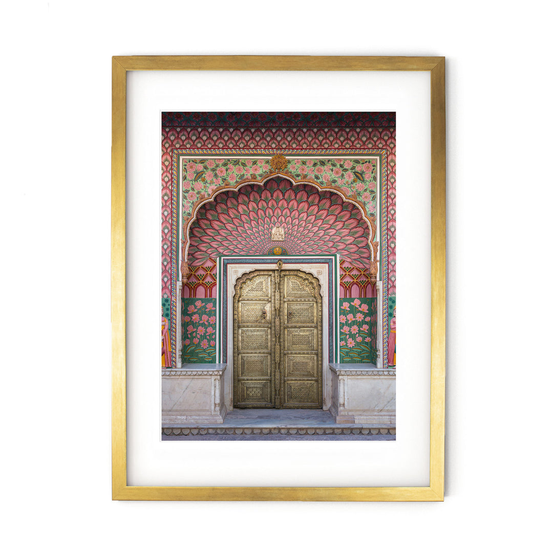 a picture of a doorway with a gold frame