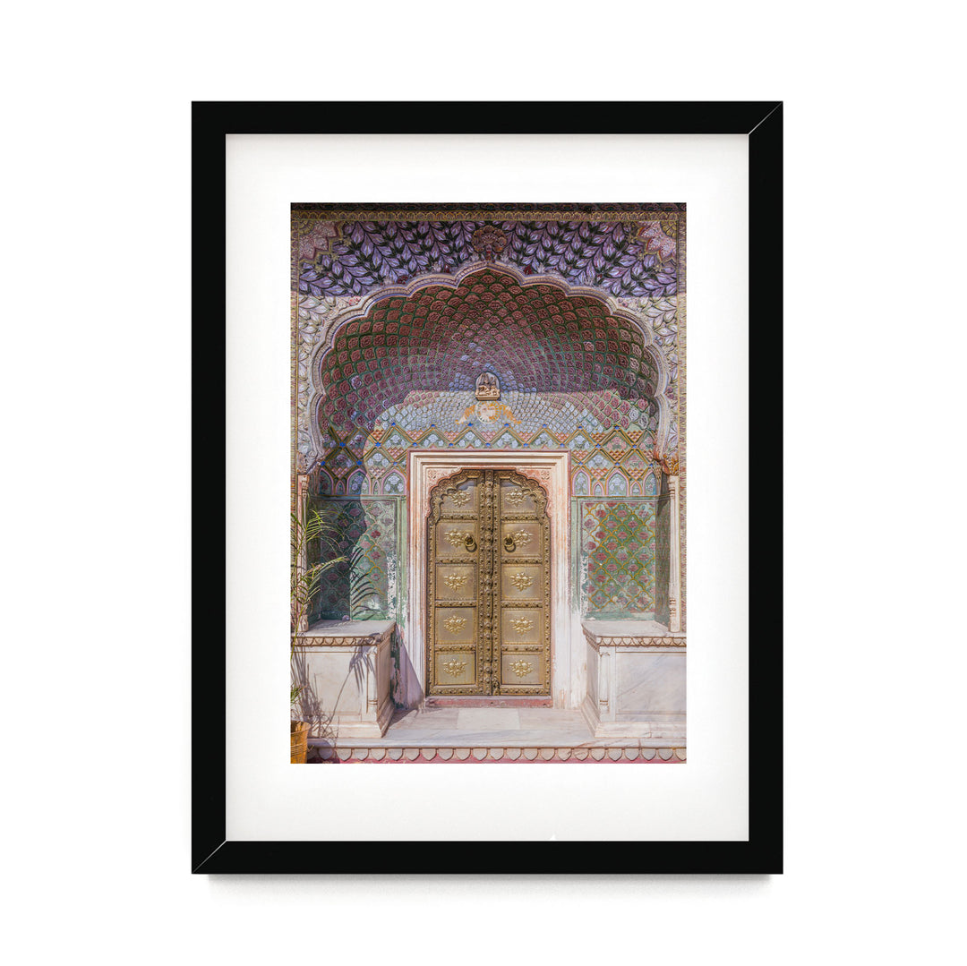 a painting of a doorway in a building