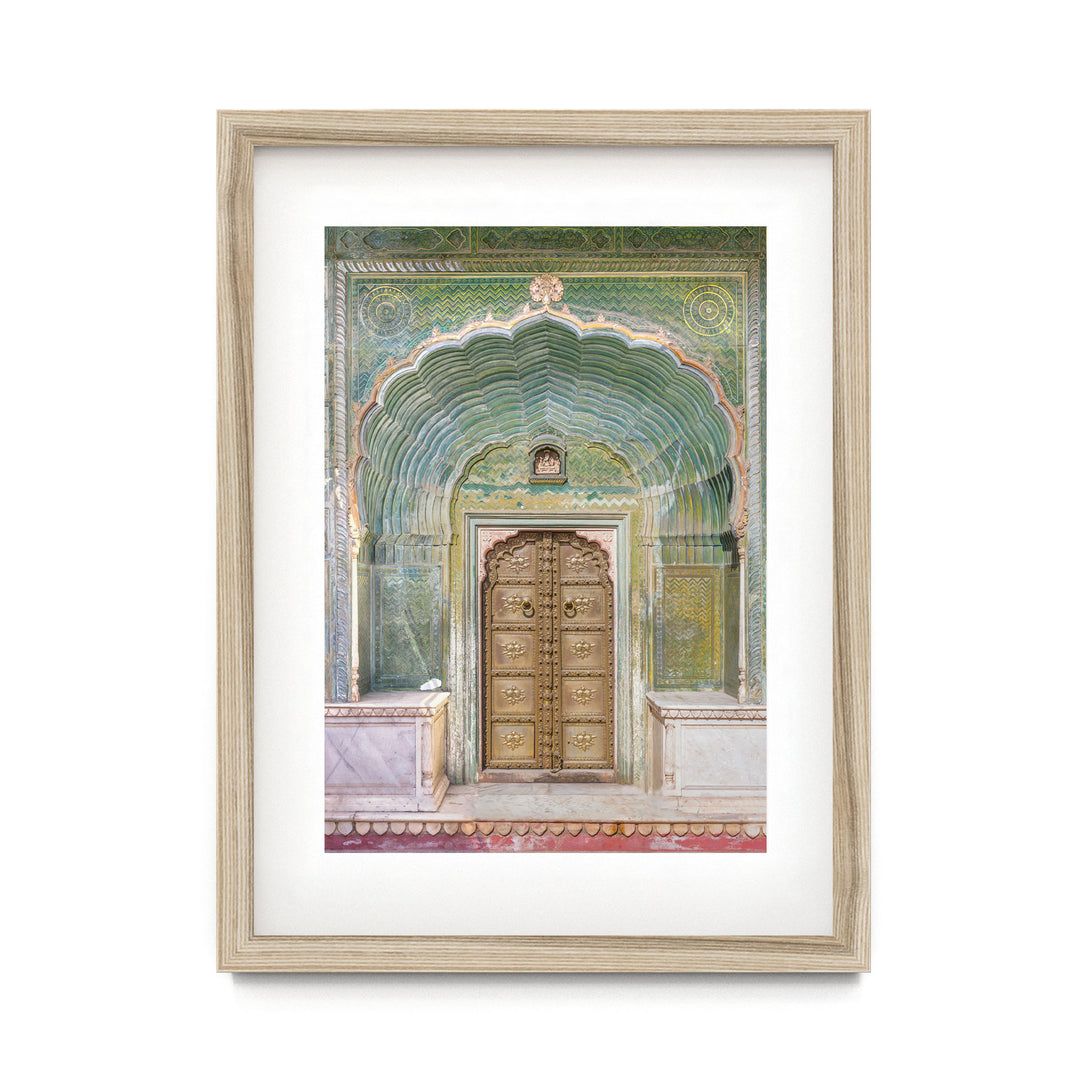 a painting of a doorway in a building