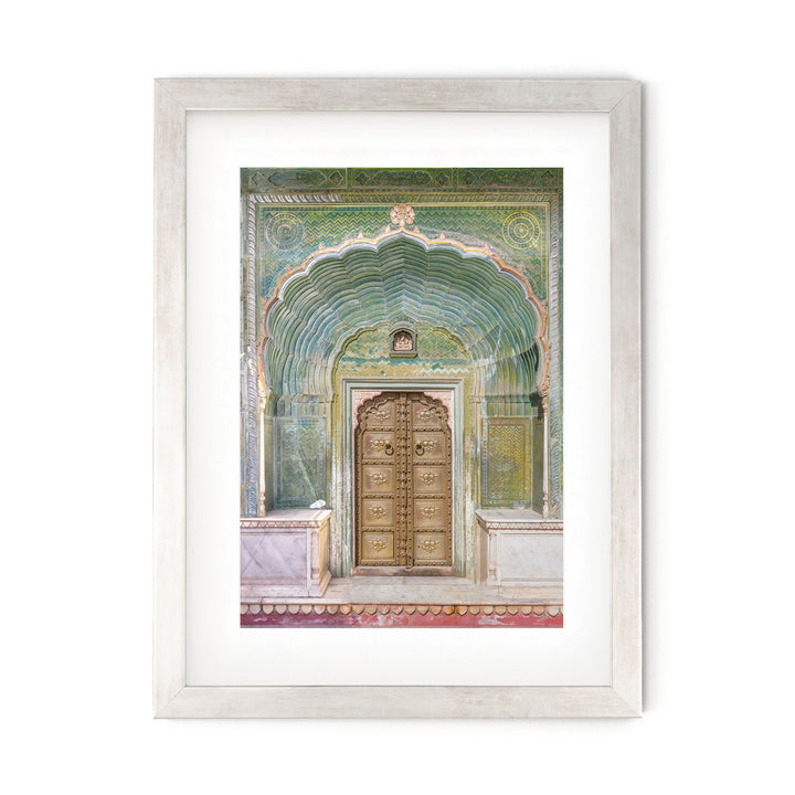 a painting of a doorway in a building