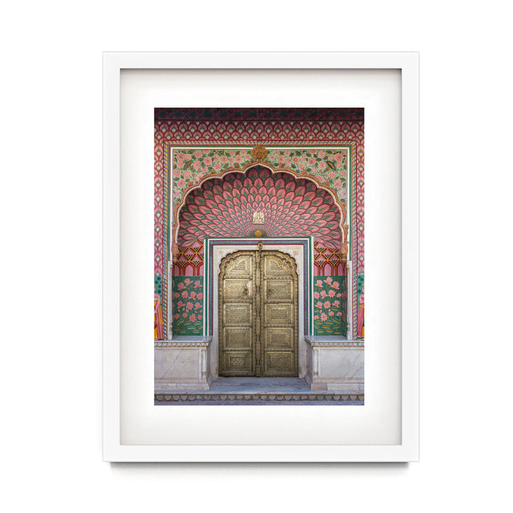 a painting of a doorway in a building