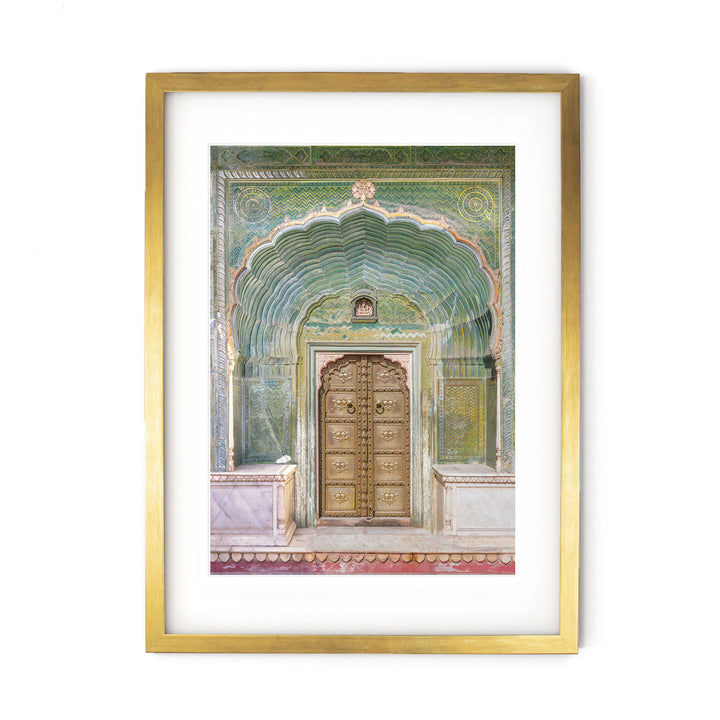 a painting of a doorway in a building