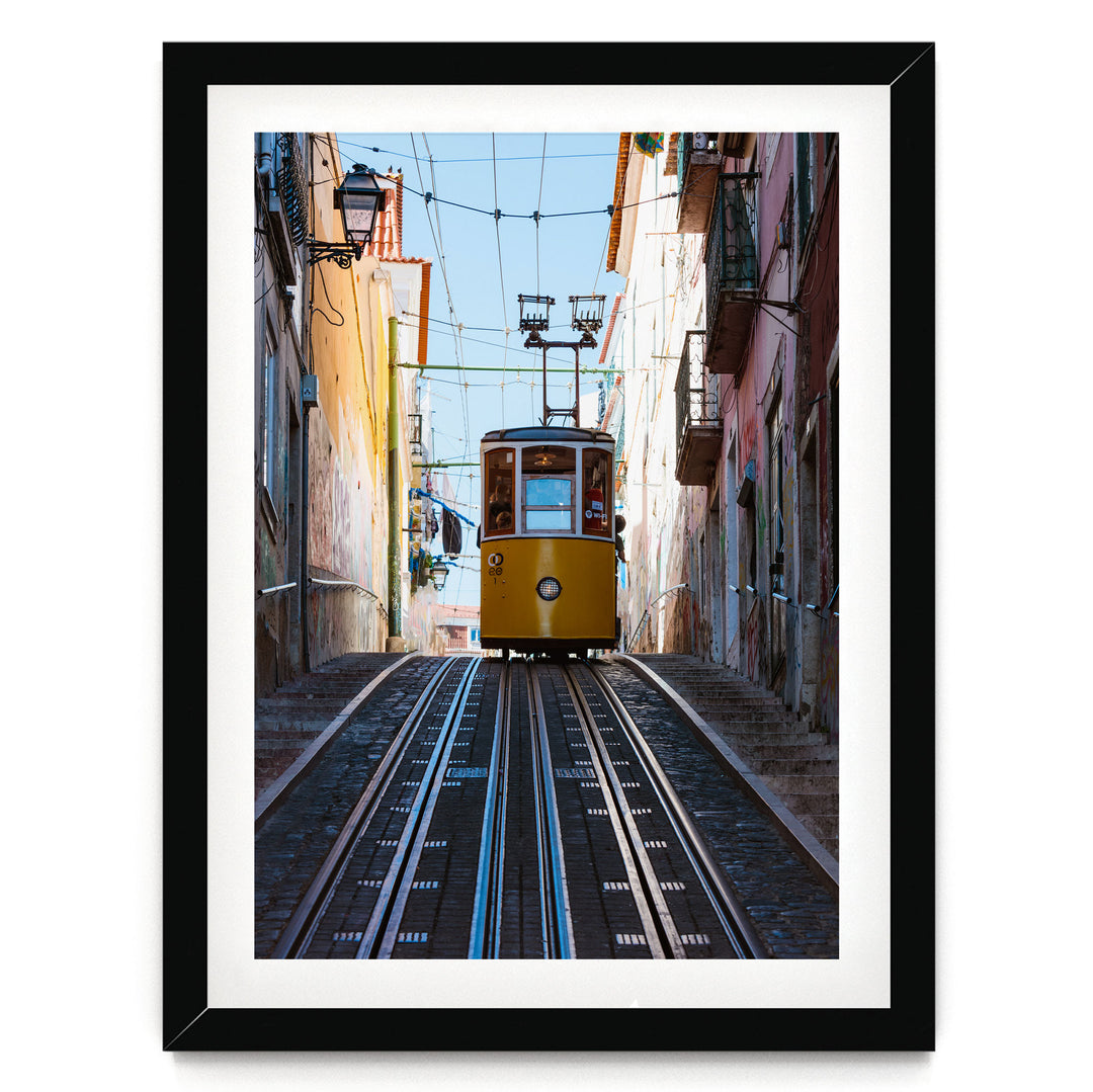 Lisbon Tram II, Portugal – fine art print in a black frame with white mat
