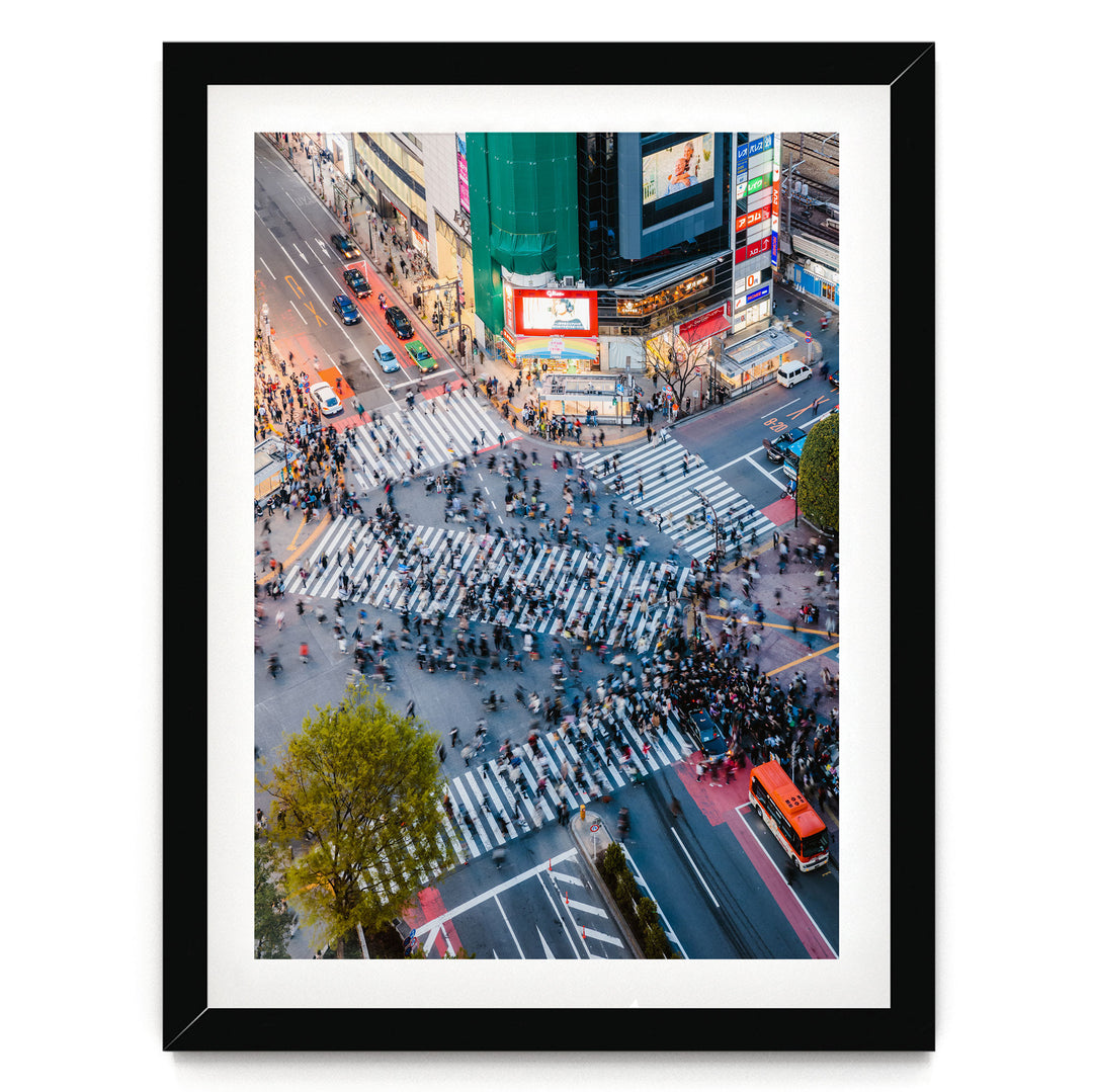 Shibuya Crossing II, Tokyo, Japan – fine art print in a black frame with white mat