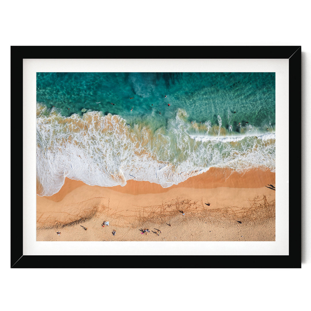 Hawaiian Beach, Oahu, Hawaii – fine art print in a black frame with white mat