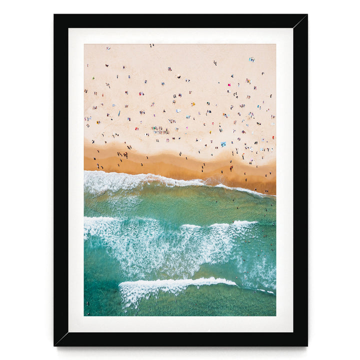Bondi Beach Aerial I, Sydney, Australia – fine art print in a black frame with white mat