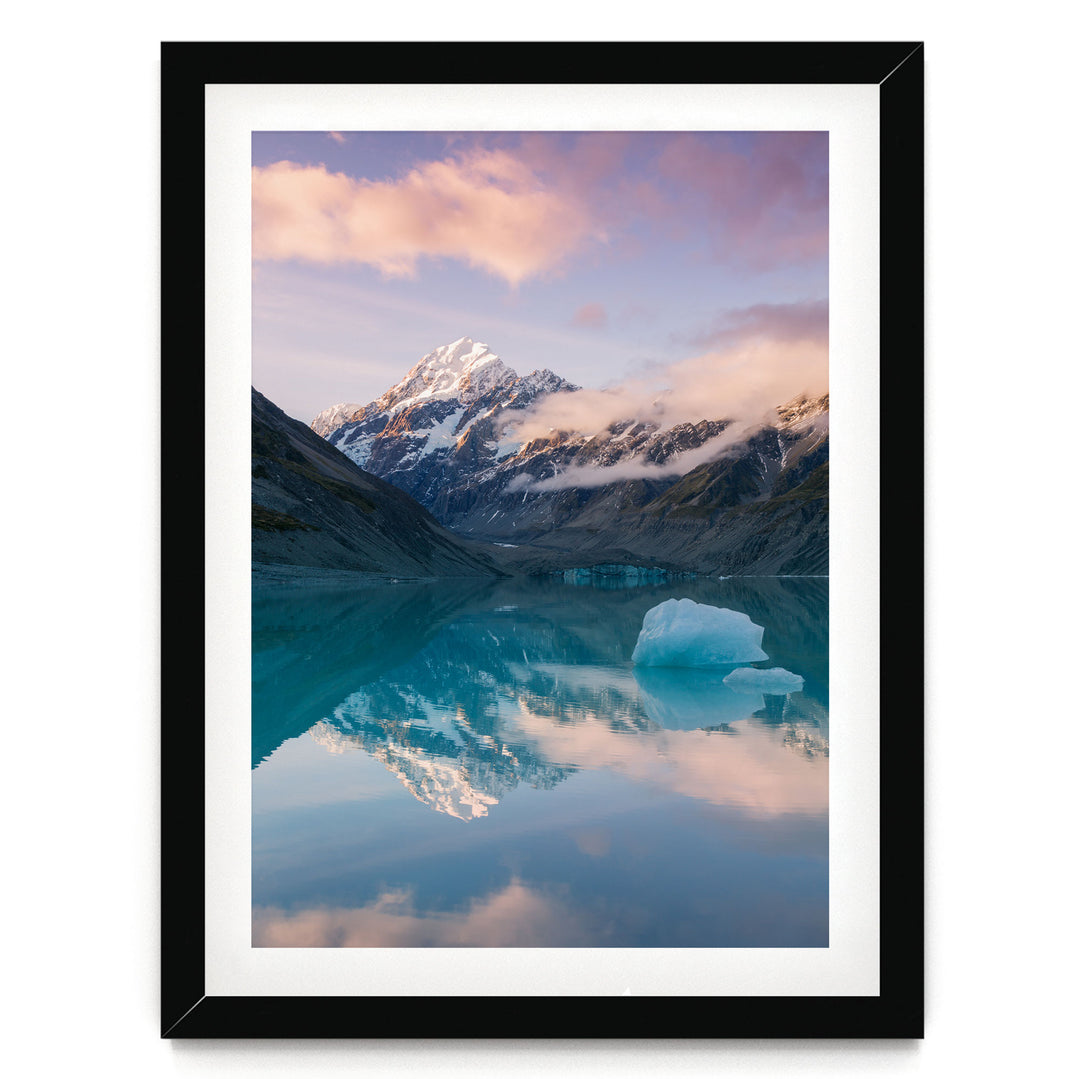 Mount Cook I, New Zealand – fine art print in a black frame with white mat