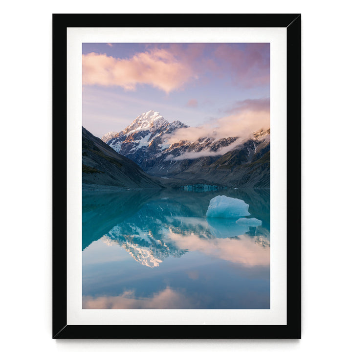 Mount Cook I, New Zealand – fine art print in a black frame with white mat