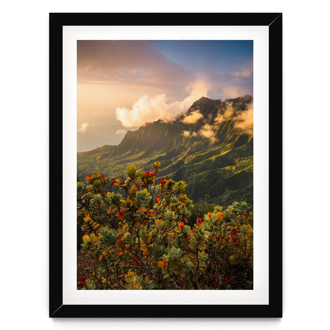 Hawaiian Dream II, Kalalau Valley, Kauai – fine art print in a black frame with white mat