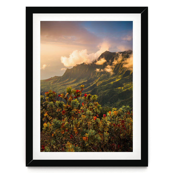 Hawaiian Dream II, Kalalau Valley, Kauai – fine art print in a black frame with white mat