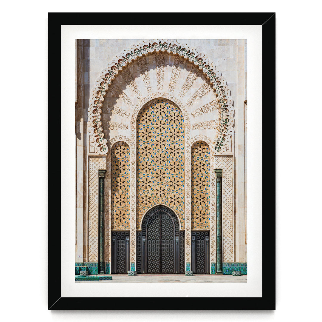 Moroccan Portal, Hassan II Mosque, Casablanca – fine art print in a black frame with white mat