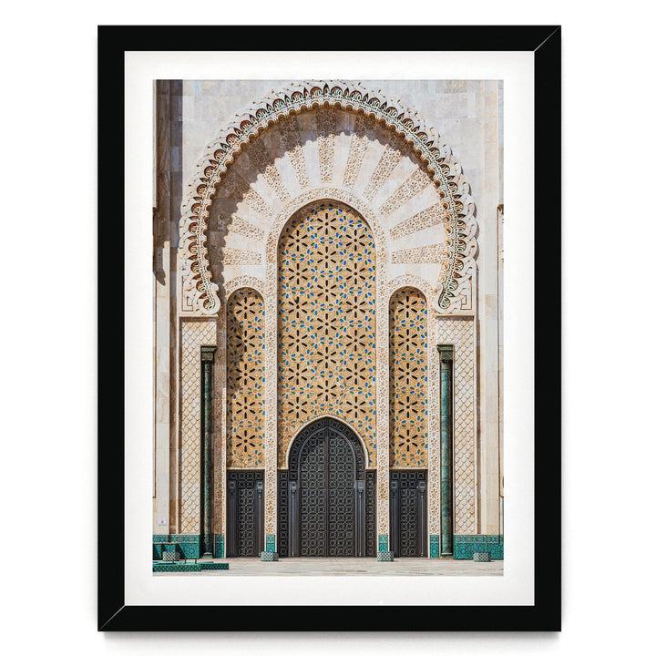 Moroccan Portal, Hassan II Mosque, Casablanca – fine art print in a black frame with white mat