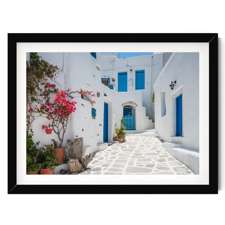 White Village, Paros, Greece – fine art print in a black frame with white mat