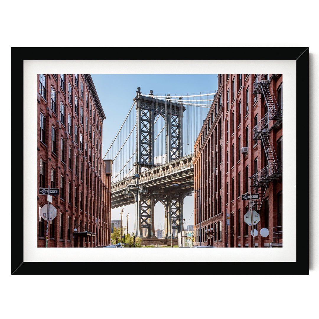 Manhattan Bridge, New York City – fine art print in a black frame with white mat