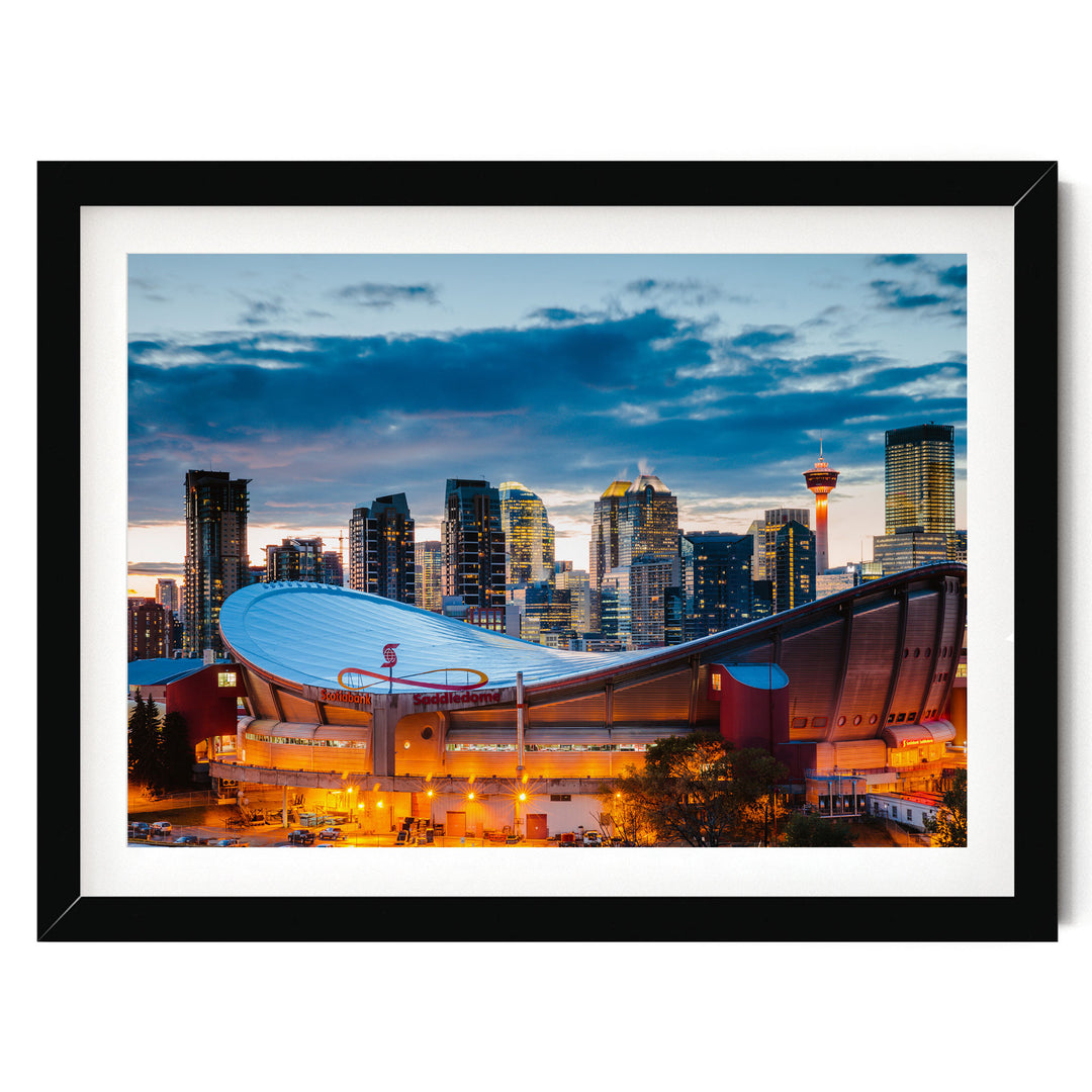 Calgary Skyline, Alberta, Canada – fine art print in a black frame with white mat