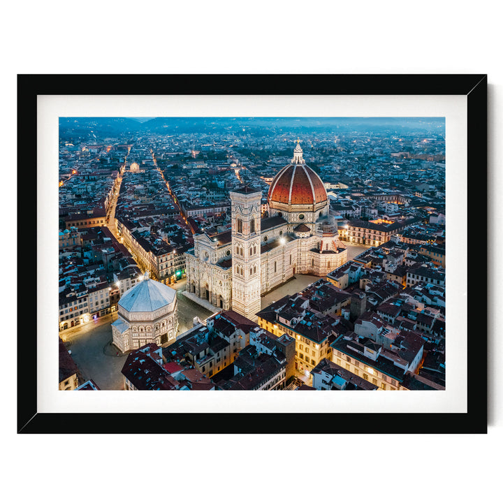 Night in Florence, Tuscany, Italy – fine art print in a black frame with white mat