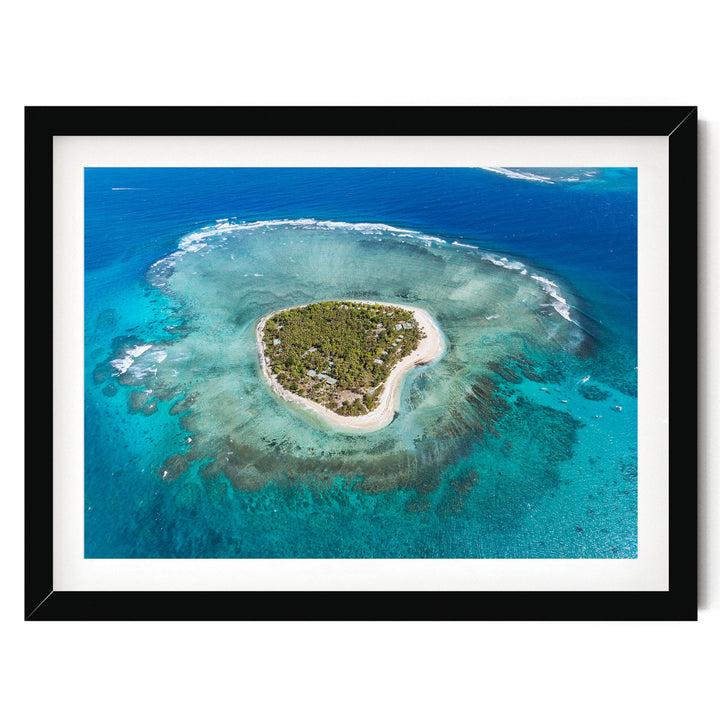 Heart Island, Fiji – fine art print in a black frame with white mat