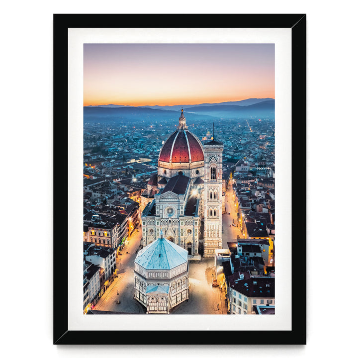 Dawn over Florence, Tuscany, Italy – fine art print in a black frame with white mat