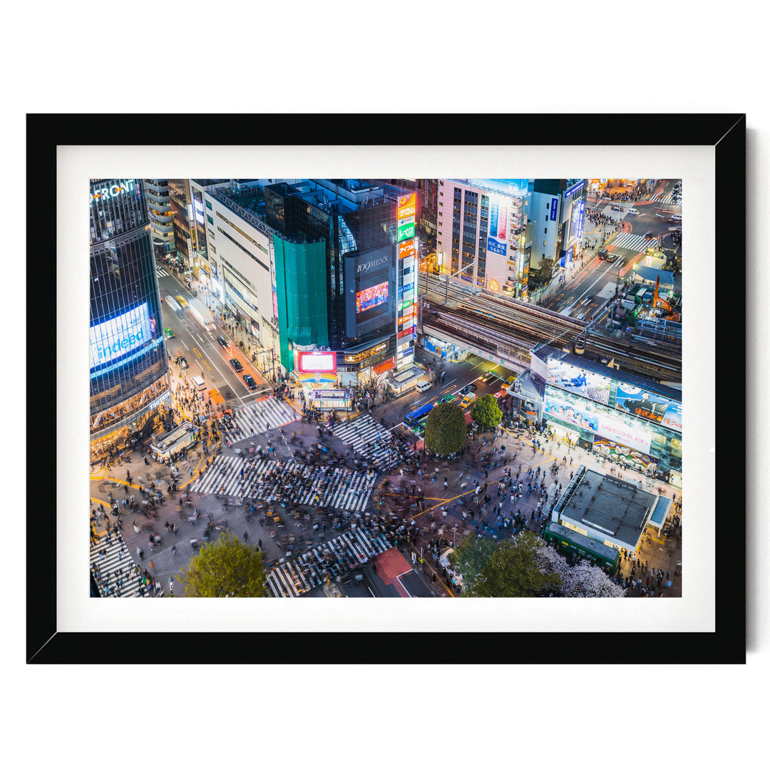 Shibuya Crossing III, Tokyo, Japan – fine art print in a black frame with white mat