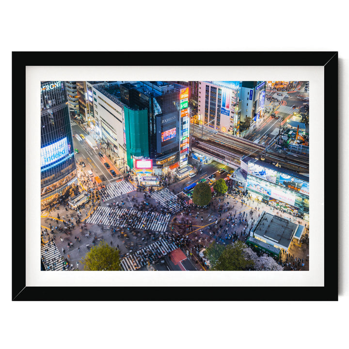 Shibuya Crossing III, Tokyo, Japan – fine art print in a black frame with white mat
