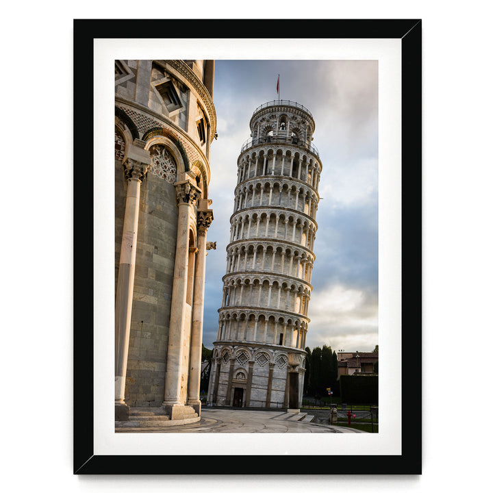 Leaning Tower of Pisa print in a black frame with white mat