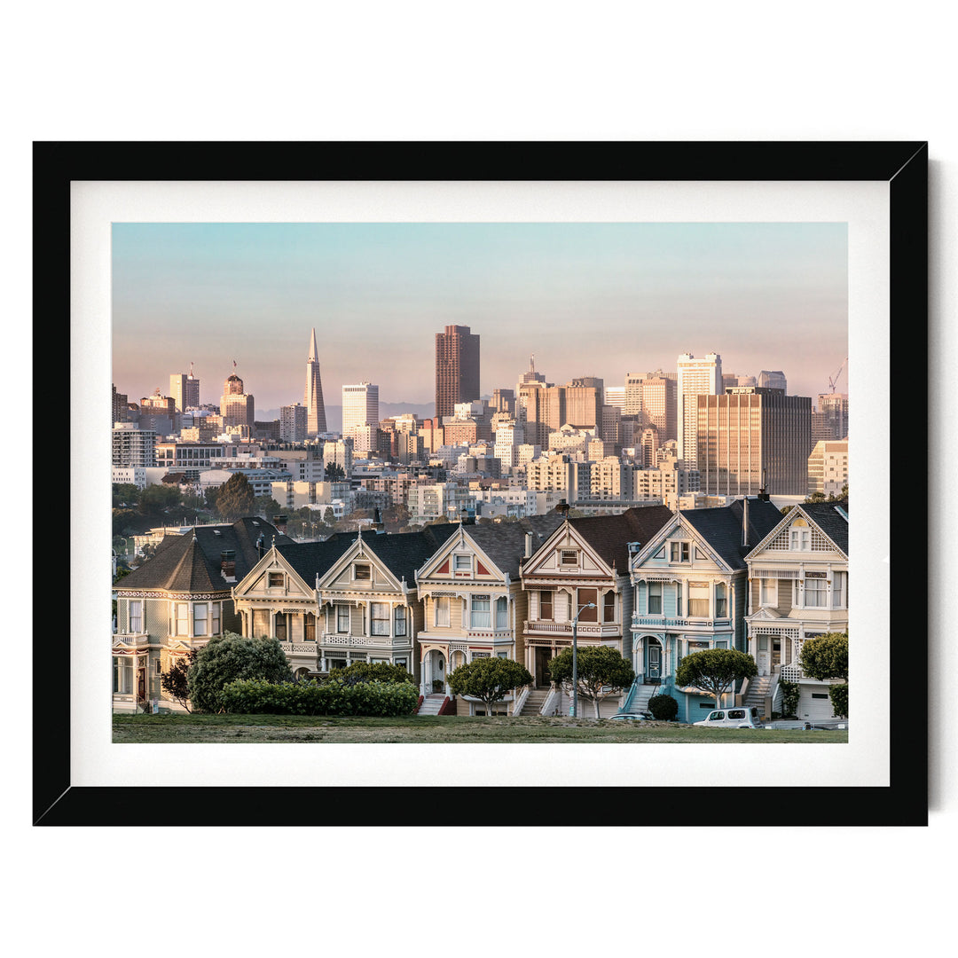 The Painted Ladies, San Francisco, California – fine art print in a black frame with white mat