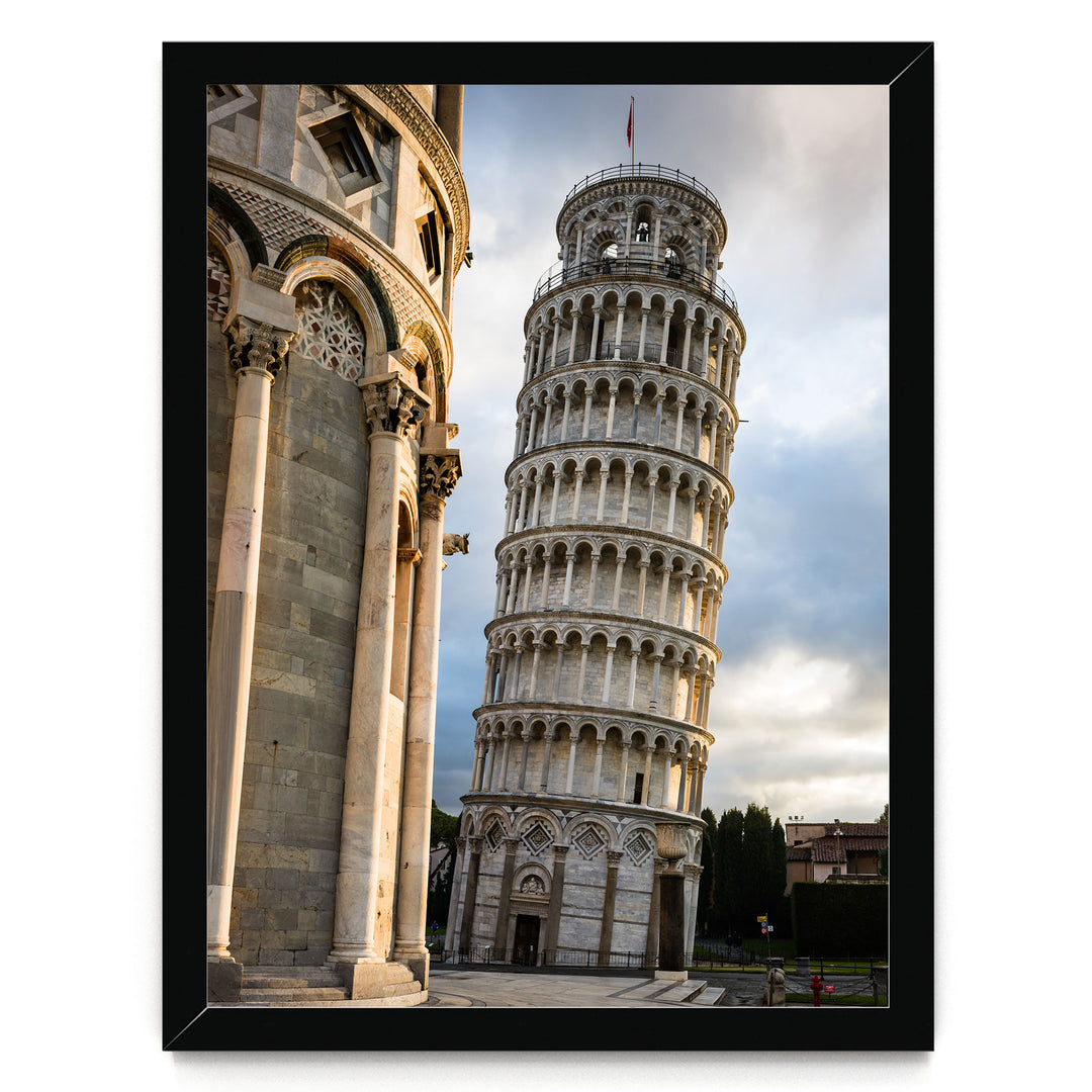 Leaning Tower of Pisa print in a black frame, no mat