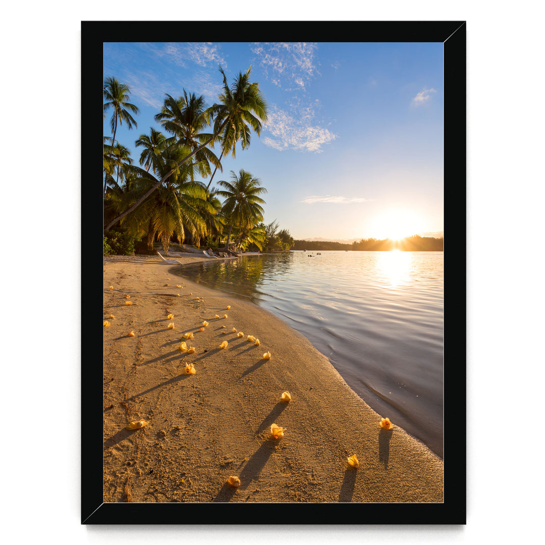 Beach Sunset, French Polynesia – fine art print in a black frame, no mat