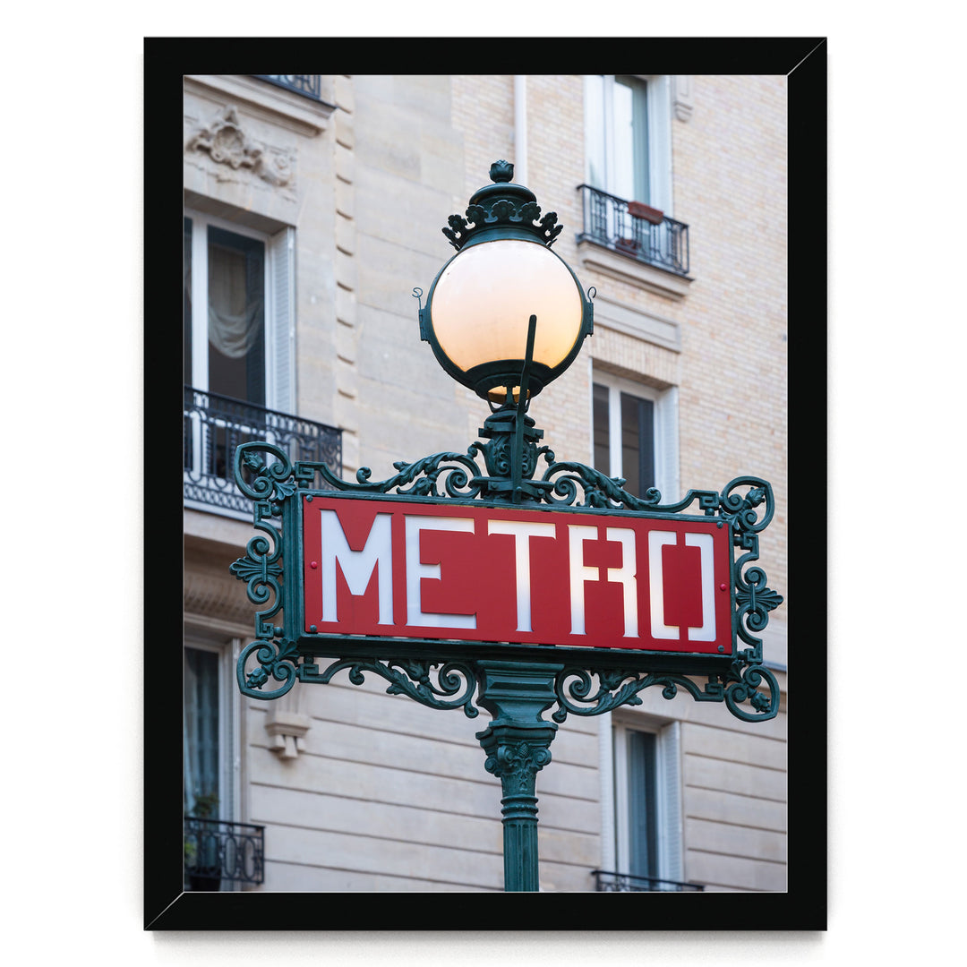 Metro Sign, Paris I, France – fine art print in a black frame, no mat