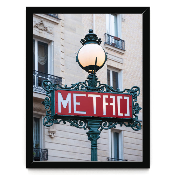 Metro Sign, Paris I, France – fine art print in a black frame, no mat