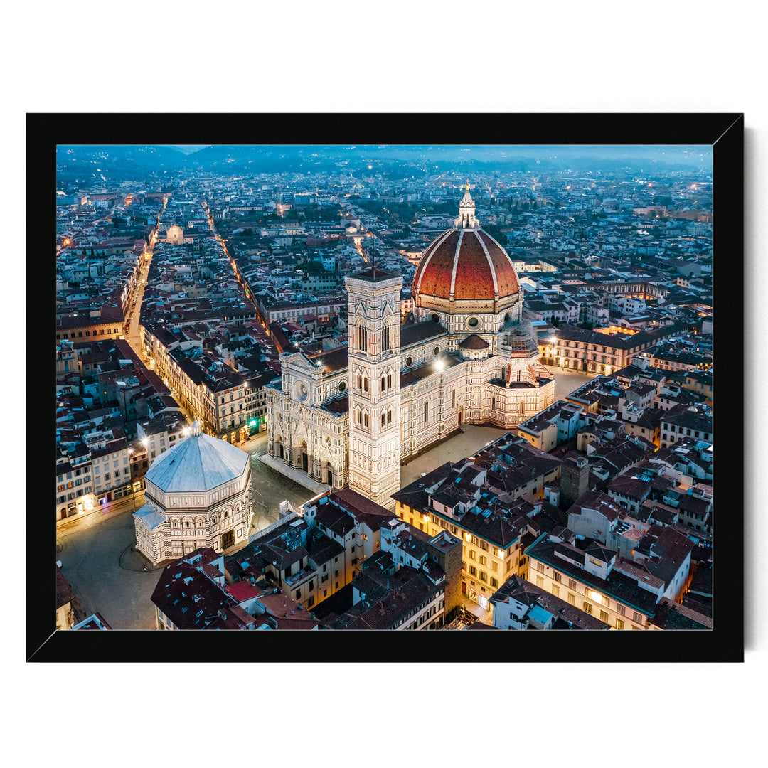 Night in Florence, Tuscany, Italy – fine art print in a black frame, no mat