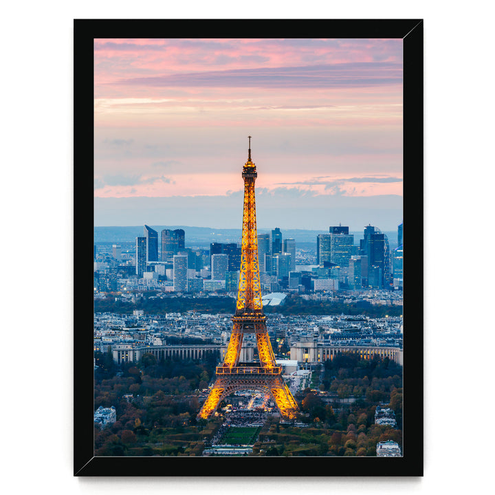 Eiffel Tower at Sunset, Paris, France – fine art print in a black frame, no mat