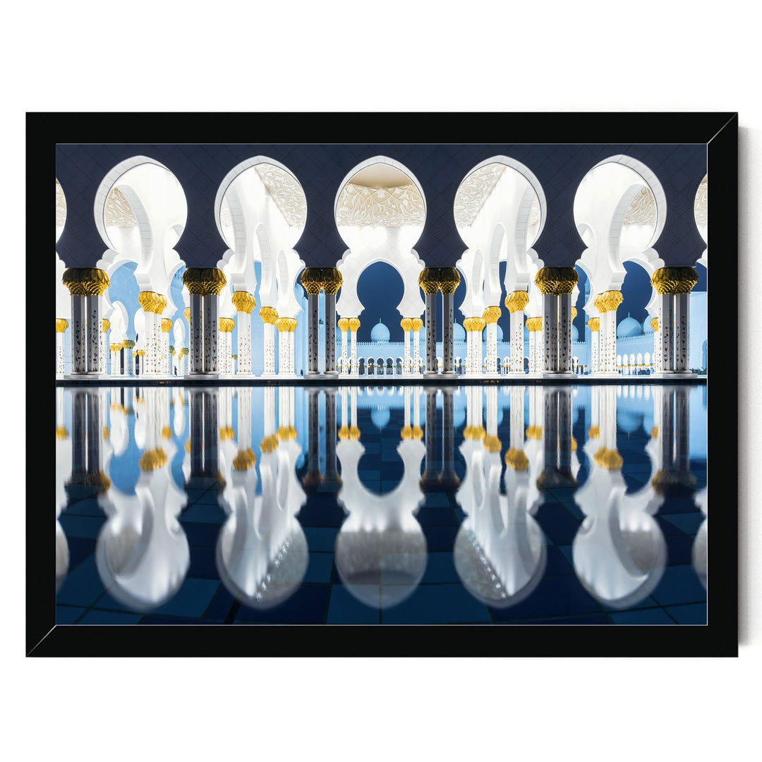 Mosque at Night, Abu Dhabi, UAE – fine art print in a black frame, no mat