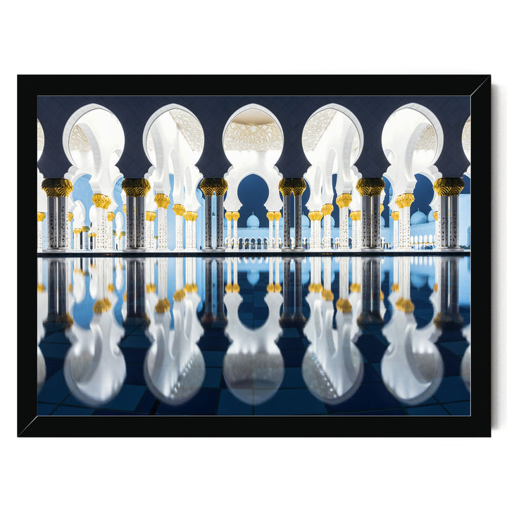 Mosque at Night, Abu Dhabi, UAE – fine art print in a black frame, no mat