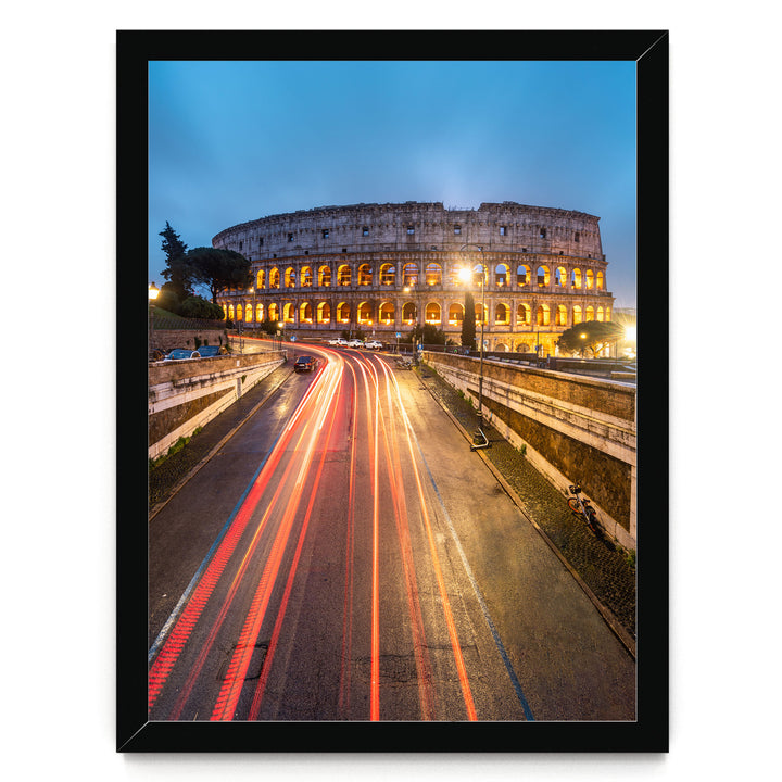 Night at the Colosseum, Rome, Italy – fine art print in a black frame, no mat