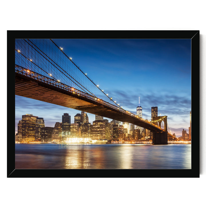 Brooklyn Bridge at Night, New York City – fine art print in a black frame, no mat