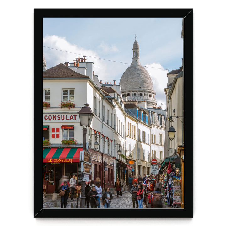 Walking in Montmartre, Paris, France – fine art print in a black frame, no mat