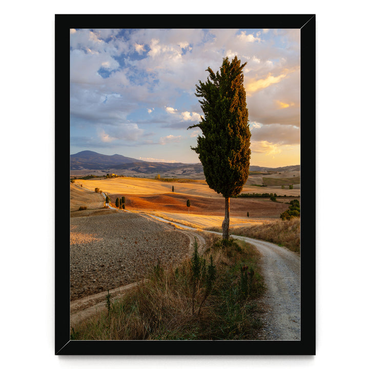 Tuscany at Sunset, Italy – fine art print in a black frame, no mat