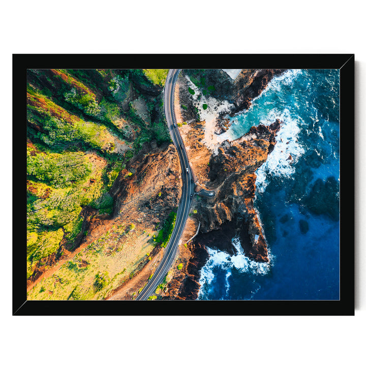 Hawaii Highway II, Oahu, Hawaii – fine art print in a black frame, no mat