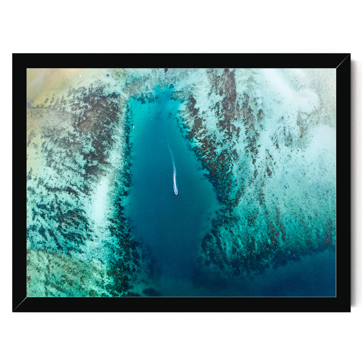 Tropical Sea Aerial, South-East Asia – fine art print in a black frame, no mat