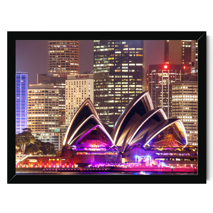 Night at the Opera House, Sydney, Australia – fine art print in a black frame, no mat