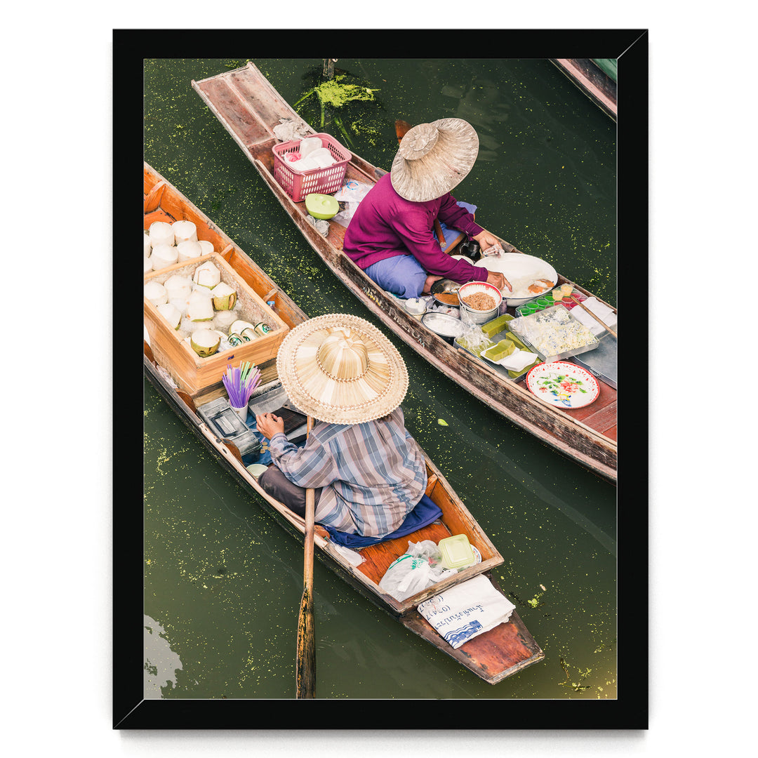 At the Floating Market, Bangkok I, Thailand – fine art print in a black frame, no mat