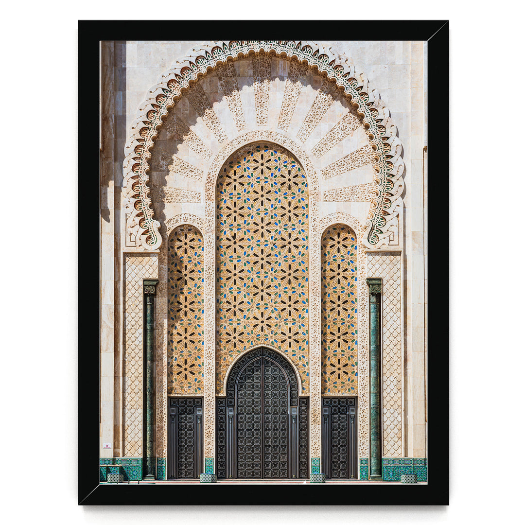 Moroccan Portal, Hassan II Mosque, Casablanca – fine art print in a black frame, no mat