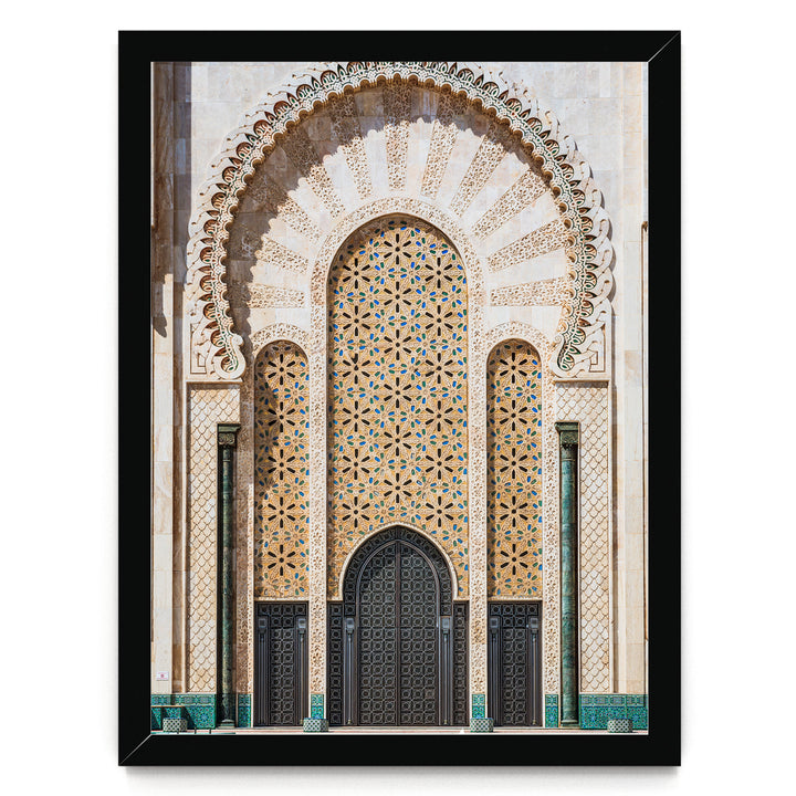 Moroccan Portal, Hassan II Mosque, Casablanca – fine art print in a black frame, no mat