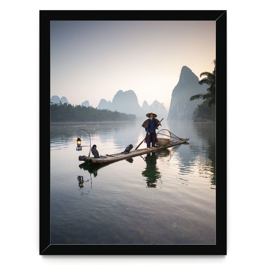 The Cormorant Fisherman, Myanmar – fine art print in a black frame, no mat