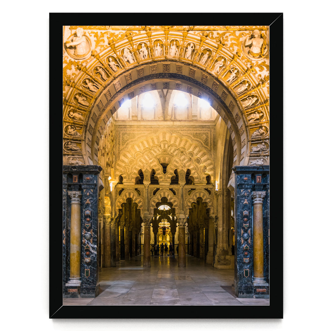 Moorish Arches III, Mezquita, Córdoba, Spain – fine art print in a black frame, no mat