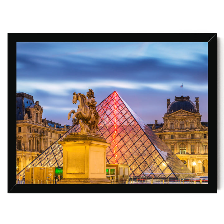 The Louvre at Night, Paris, France – fine art print in a black frame, no mat